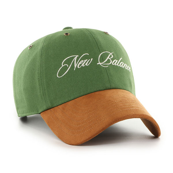 Pictured is this New Balance Script Suede '47 CLEAN UP cap in green. 3