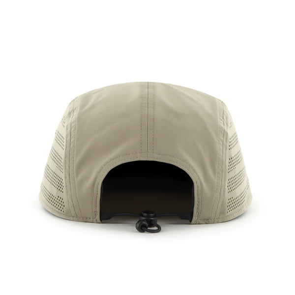 Pictured is this New Balance Trail Patch EX ’47 FIVE PANEL cap in beige. 2