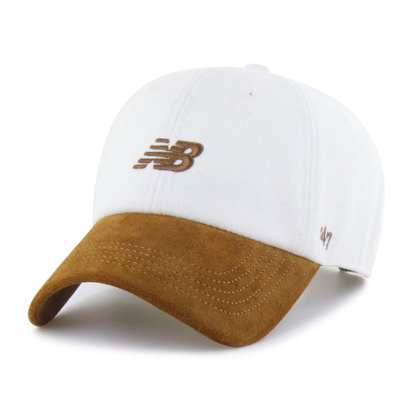 Pictured is this New Balance Wool Suede ’47 CLEAN UP cap in white & brown. 1