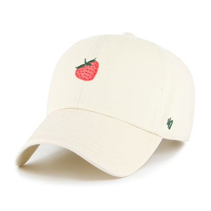 Pictured is this Strawberry Icon Base Runner '47 CLEAN UP cap in natural. 1