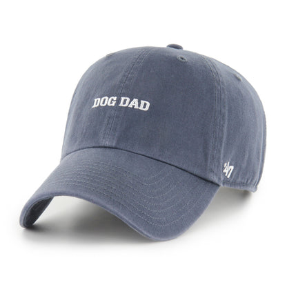 Pictured is this Dog Dad Phrase Base Runner '47 CLEAN UP cap in navy. 1