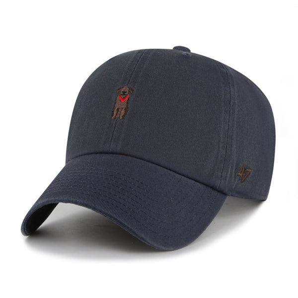 Pictured is this Dog Icon Chocolate Labrador Base Runner '47 CLEAN UP cap in navy. 1